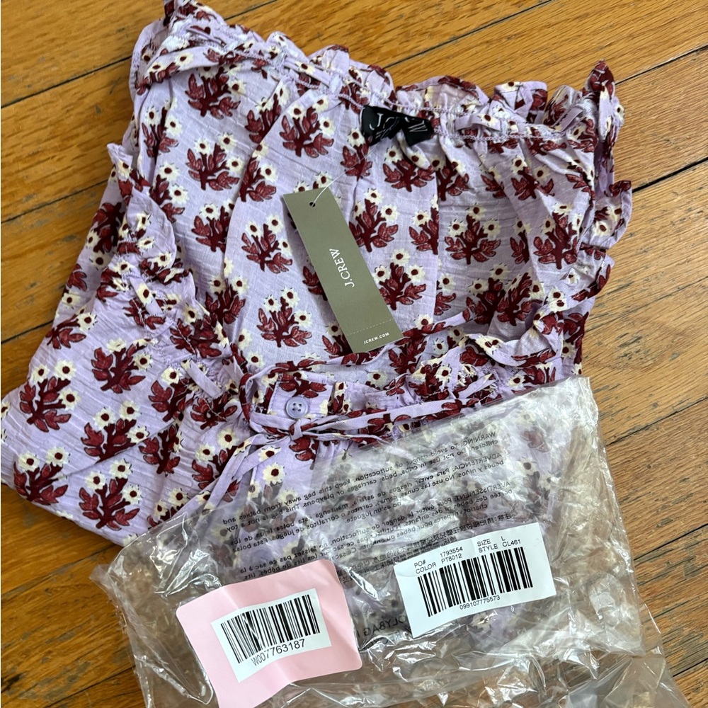 J. Crew Purple and Red Floral Blouse - Picture 3 of 4